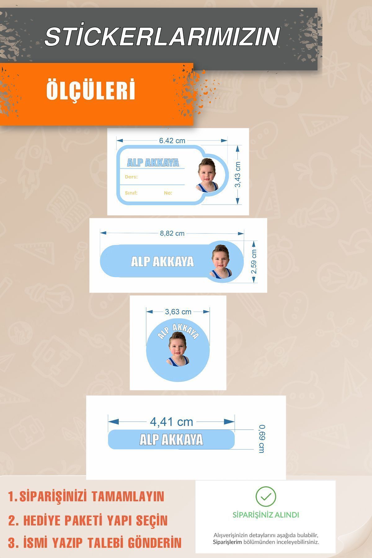 Kişiye Özel Erkek Çocuk Fotoğraflı Veya Karakterli Kreş - Okul Etiketi 226 Parça