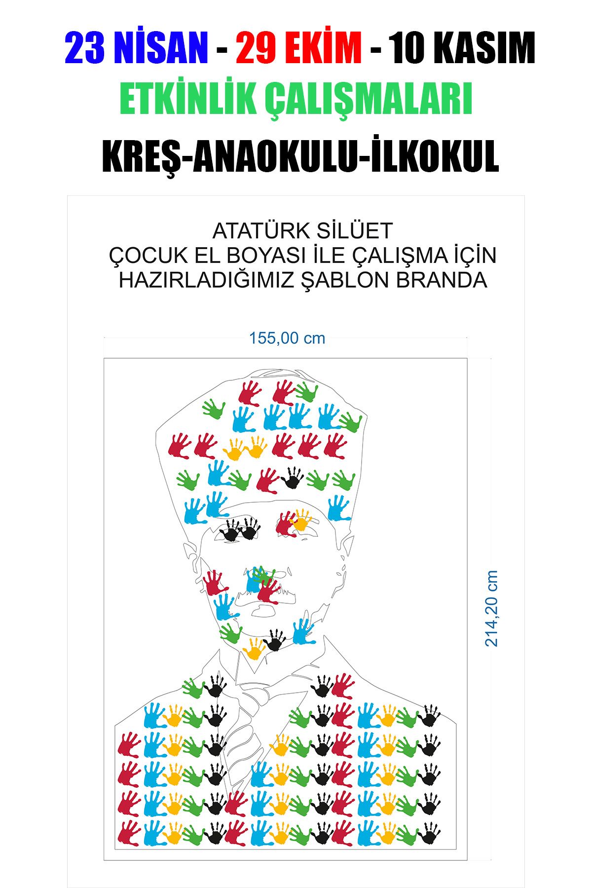 Atatürk Silüeti Şablonu Branda Baskı 155 x 215 cm