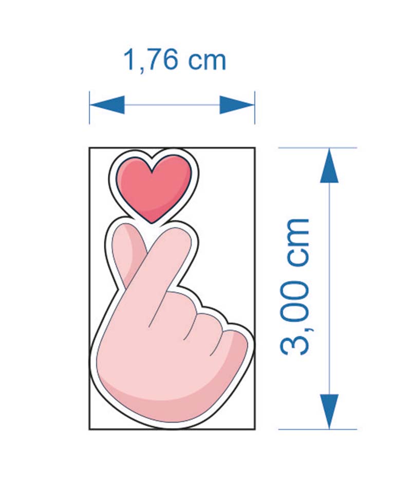 K-Pop Parmak Kalp Etiket & Sticker 3 cm 