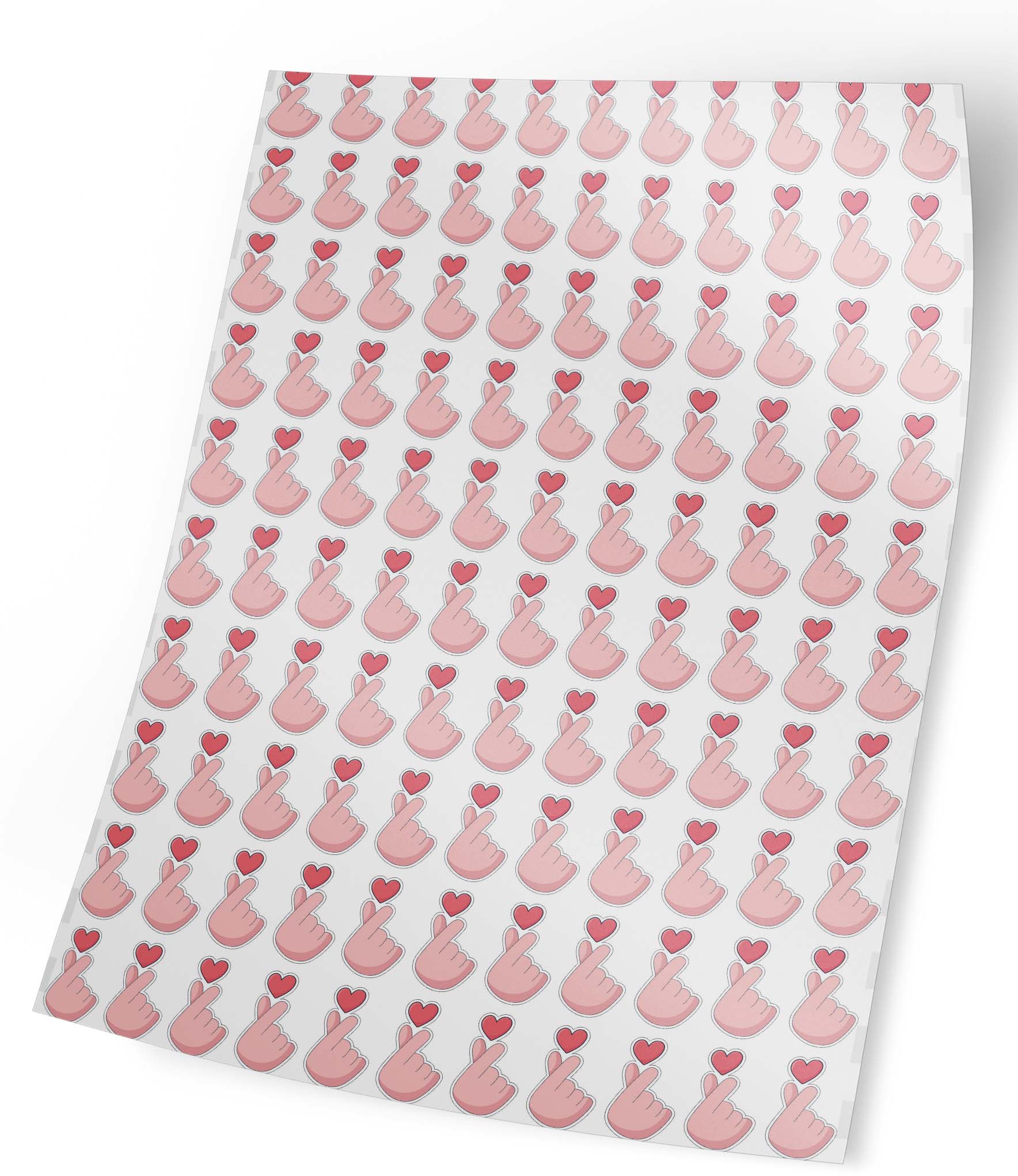 K-Pop Parmak Kalp Etiket & Sticker 3 cm 