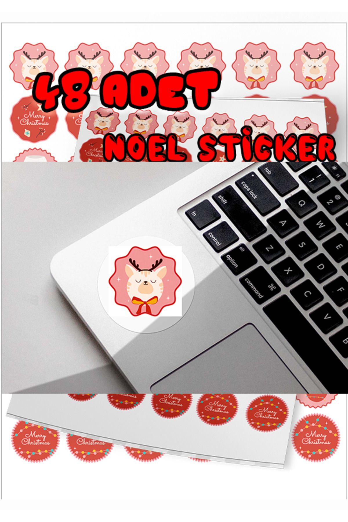 48 ADET 3-4 CM YILBAŞI TEMALI ETİKET, YAPIŞKANLI STİCKER, HEDİYE PAKETİ ETİKETİ