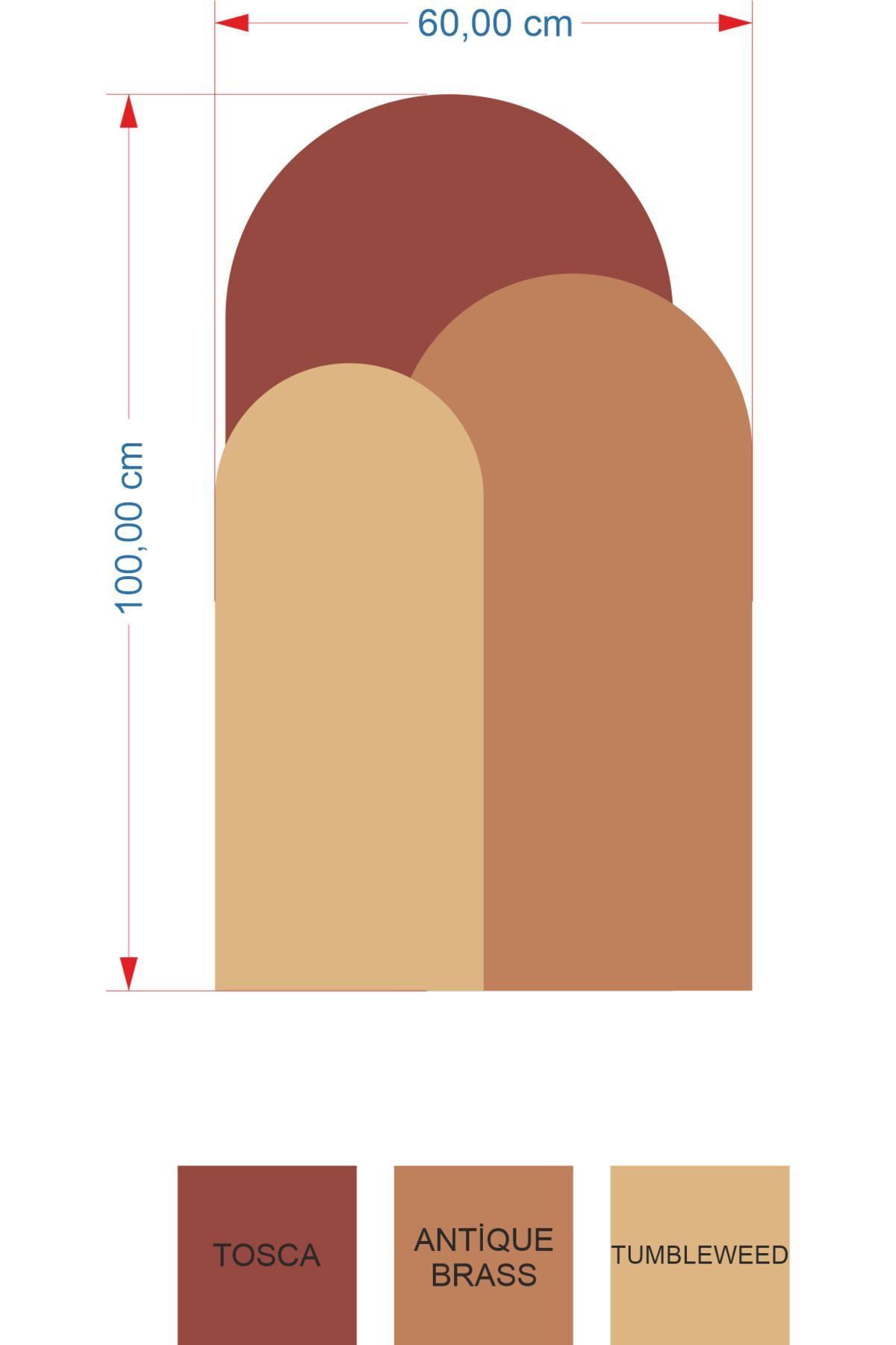 Bohem Oval Boho 3'lü Duvar Sticker - Şık ve Modern Dekorasyon İçin-Tosca