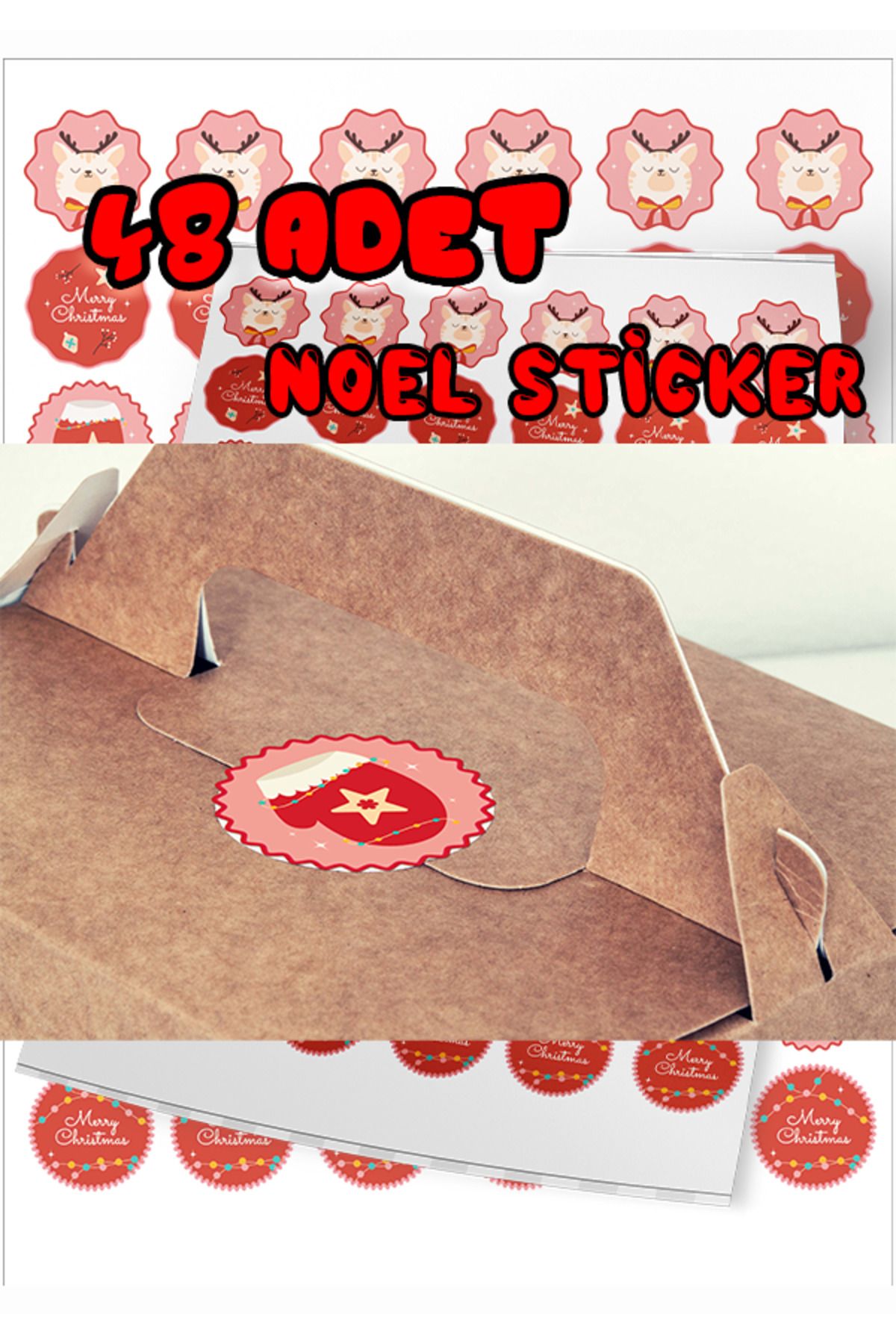 48 ADET 3-4 CM YILBAŞI TEMALI ETİKET, YAPIŞKANLI STİCKER, HEDİYE PAKETİ ETİKETİ