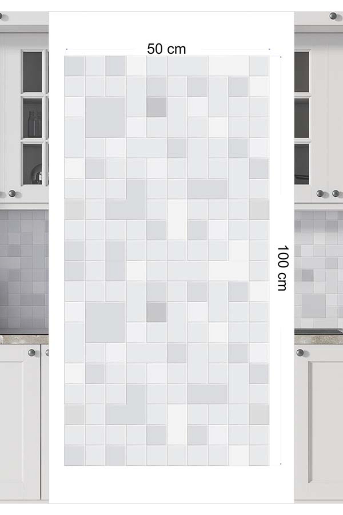 Mutfak Tezgah Arası Fayans Mat Folyo Kaplama Sticker 50x100 Cm M012