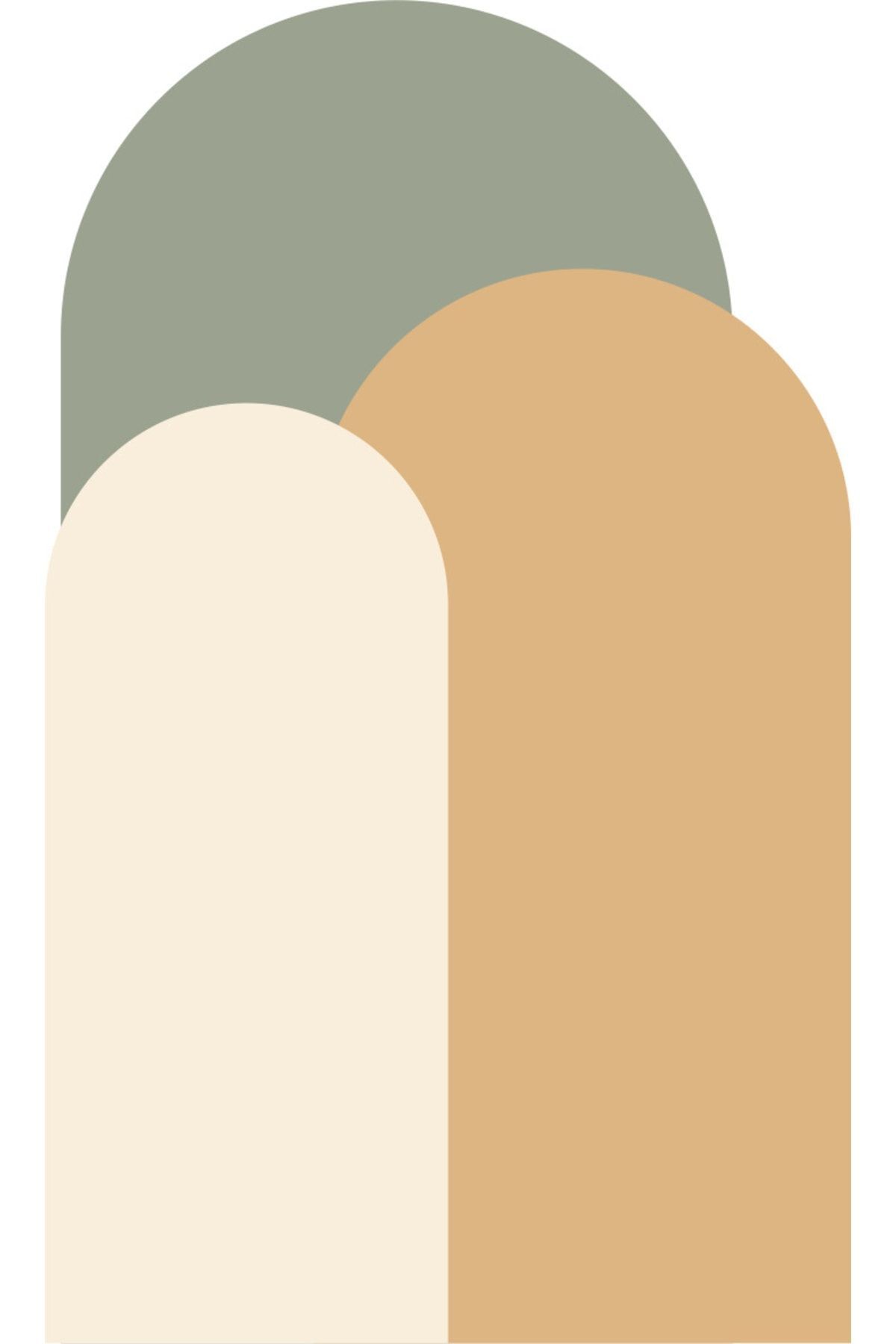 Bohem Oval Boho 3'lü Duvar Sticker - Şık ve Modern Dekorasyon İçin-Lemon Grass
