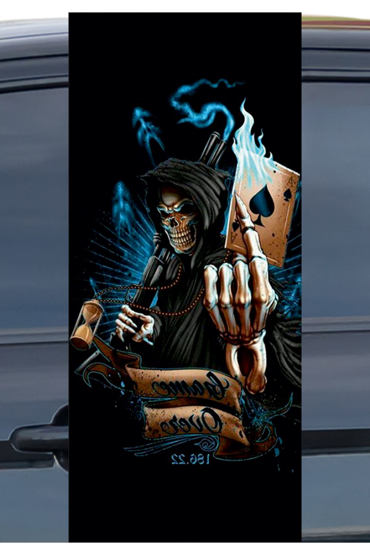 Araç Kapı Direk Kaplama Folyosu Kuru Kafa 22x50 cm - 2 Adet