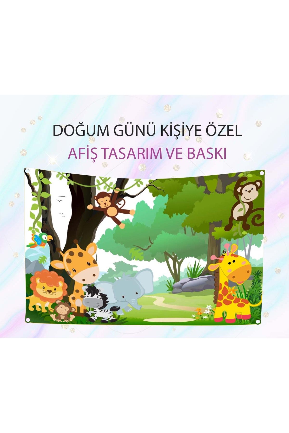 Safari Temalı Doğum Günü Konsept Afişi