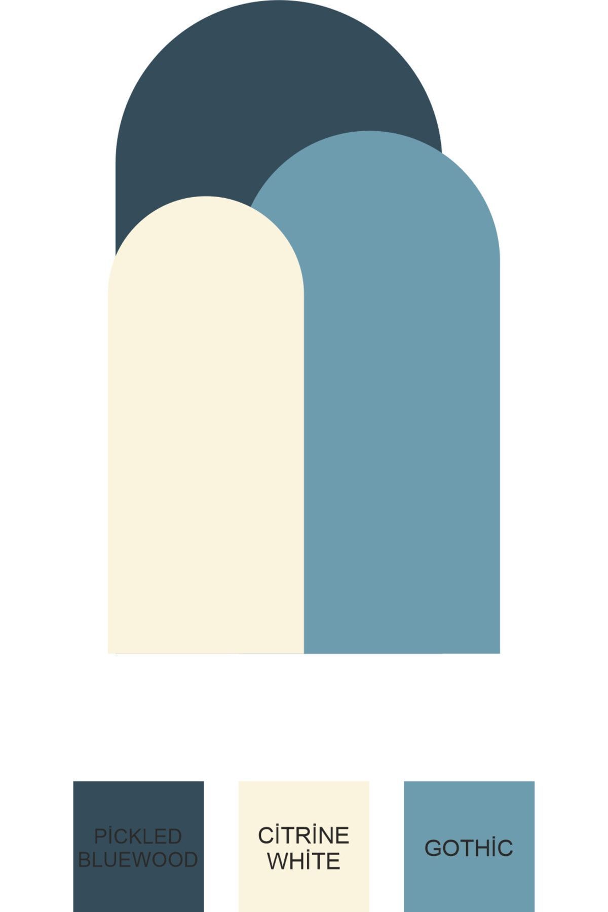 Bohem Oval Boho 3'lü Duvar Sticker - Şık ve Modern Dekorasyon İçin-Pickled Bluewood