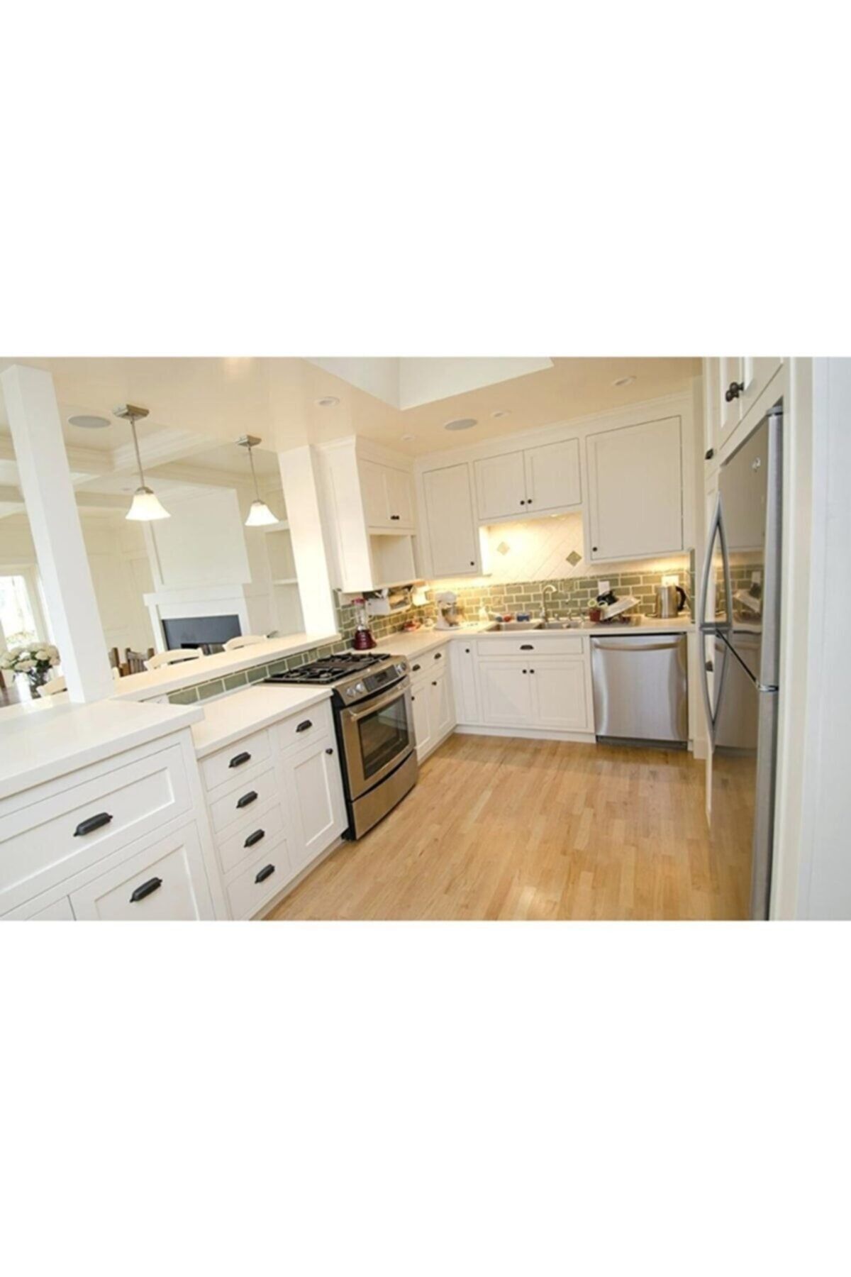 Parlak Beyaz Yapışkanlı Folyo Mutfak Dolap Ve Mobilya Kaplama Folyosu Alman 100x100 Cm