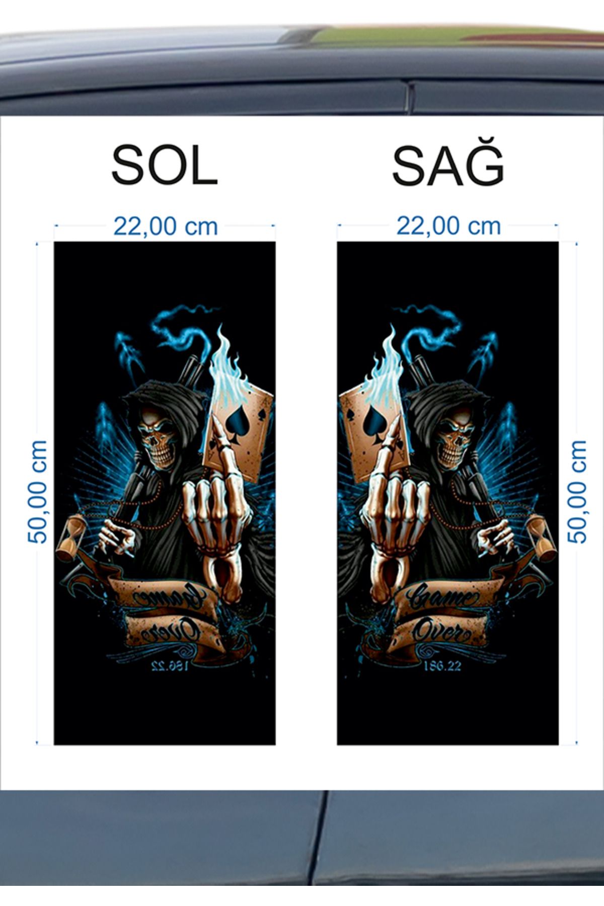 Araç Kapı Direk Kaplama Folyosu Kuru Kafa 22x50 cm - 2 Adet