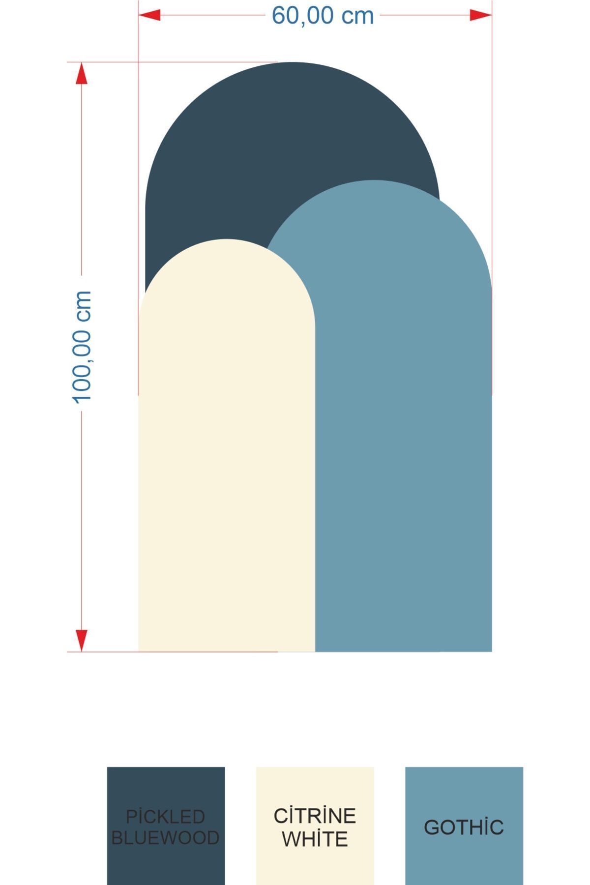 Bohem Oval Boho 3'lü Duvar Sticker - Şık ve Modern Dekorasyon İçin-Pickled Bluewood