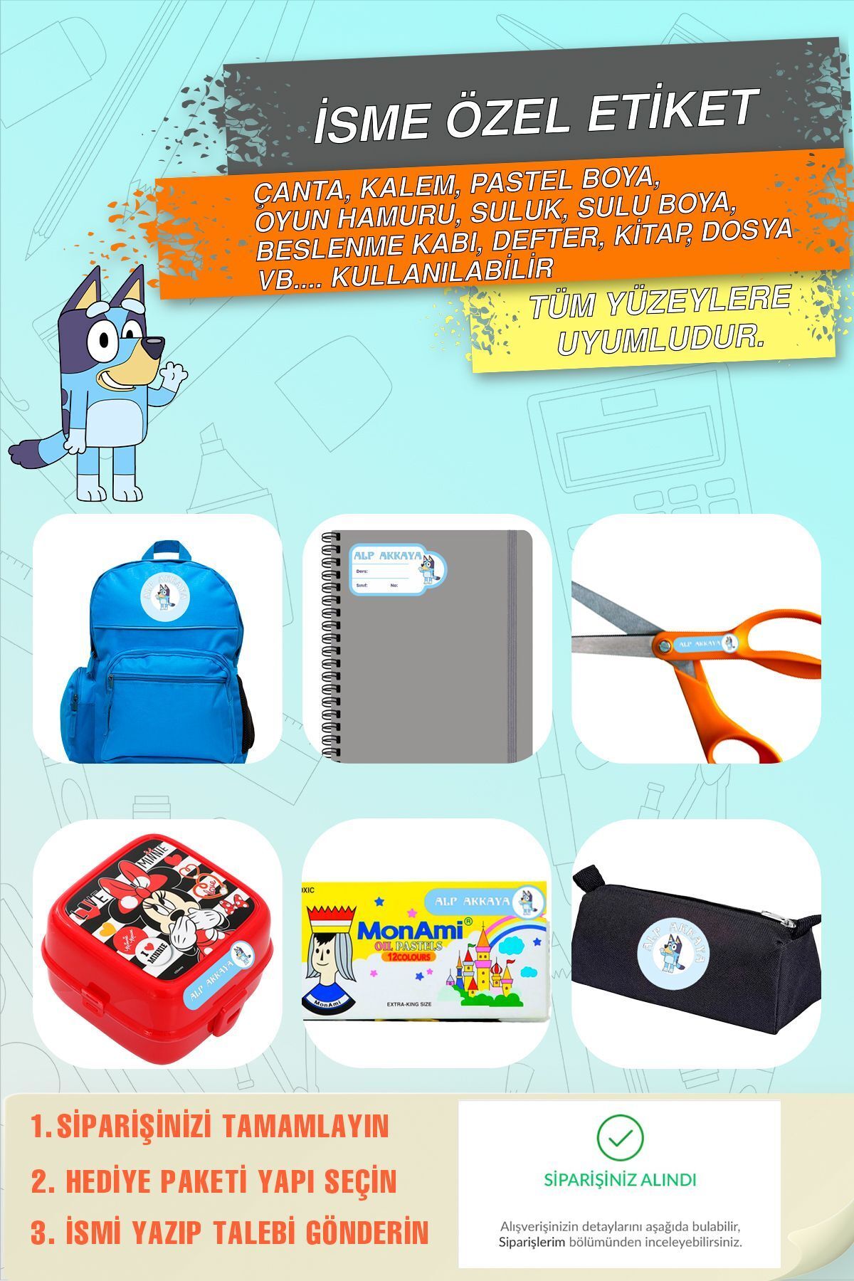 Atatürk Kreş & Okul Etiketi Kalem-defter 226 Parça